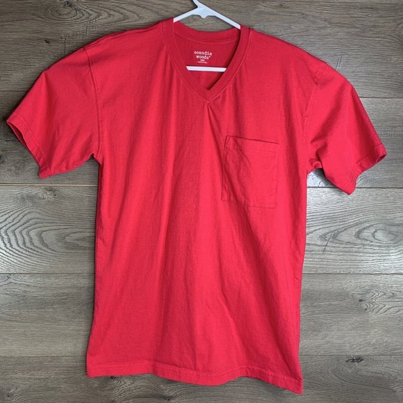 Scandia Woods Men's Basic V-Neck S/S Pocket T-Shirt Red Med - Picture 2 of 7